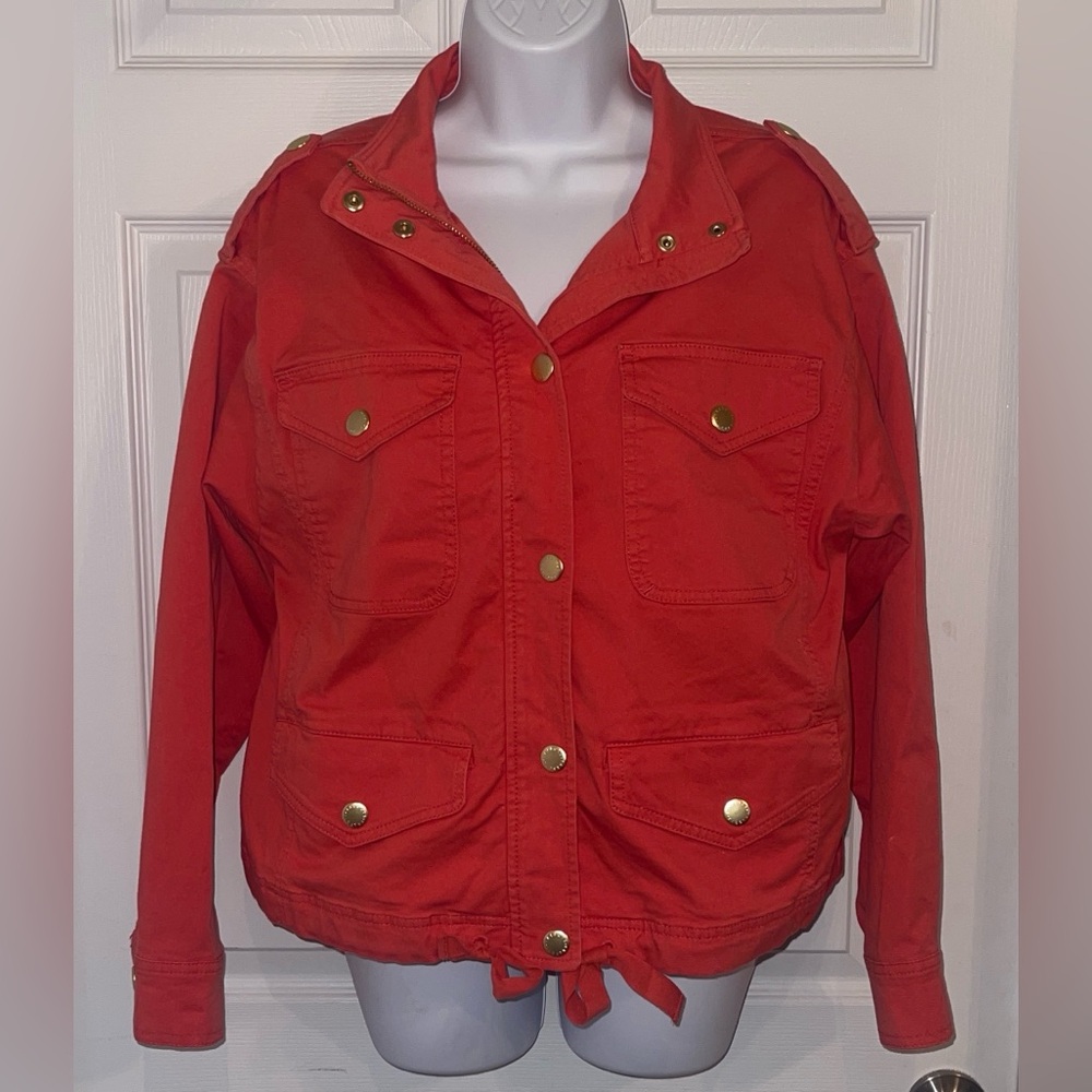Women's terracotta / orange Jacket with Gold Accents. GUC